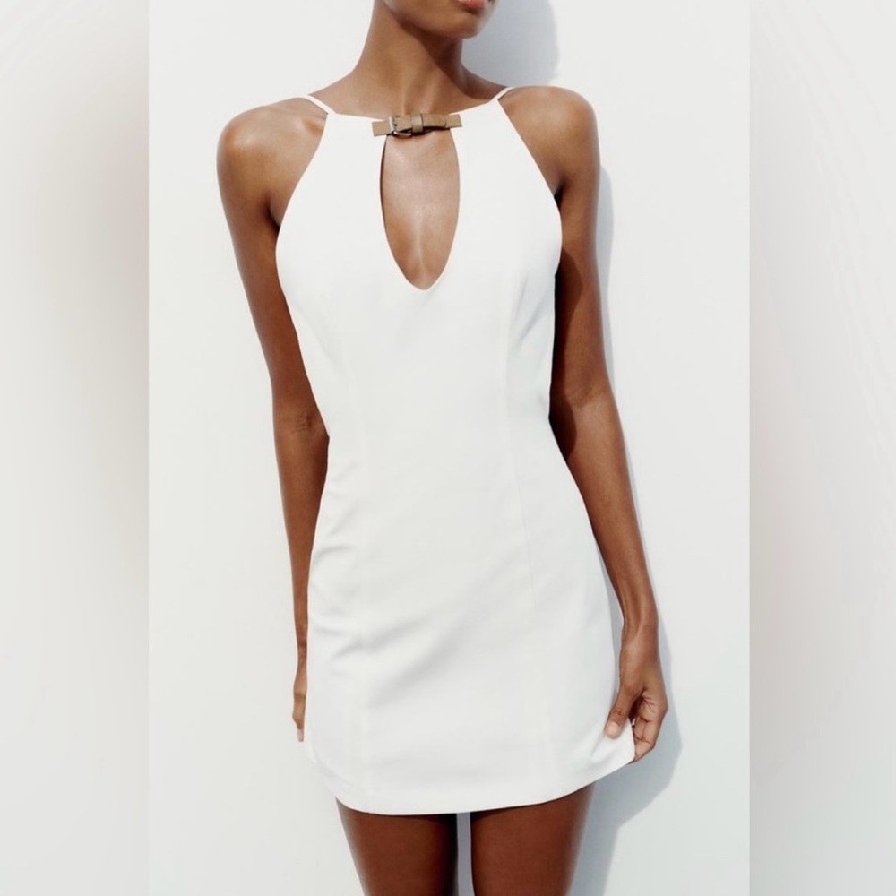 Zara Short Halter Dress with Buckle Size Small NWT